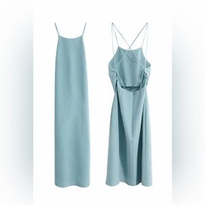 MISHA High Neck Seafoam Mini Dress Criss Cross Open Back US 6